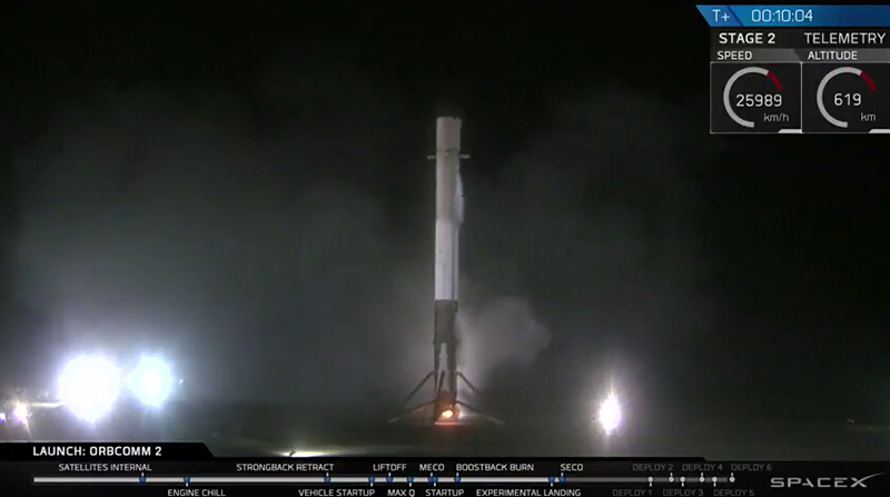 SpaceX впервые совершила успешную посадку первой ступени Falcon 9