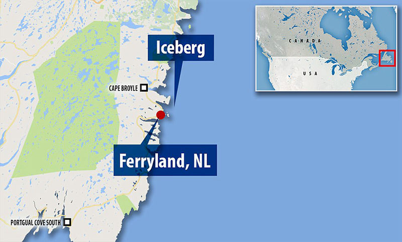 Возле острова Ньюфаундленд обнаружили большой айсберг