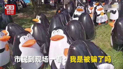 Надувные пингвины «атаковали» город Наньтун провинции Цзянсу