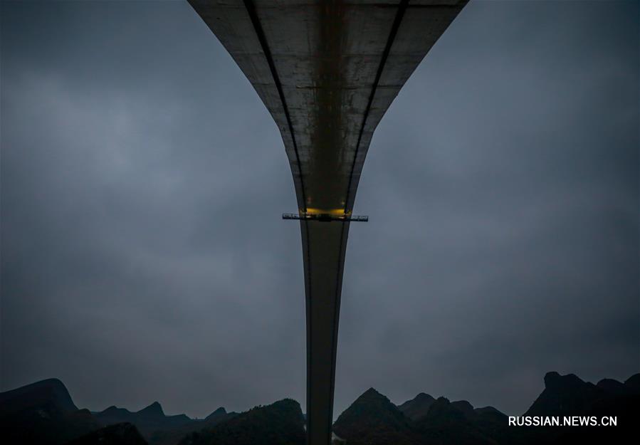 Как поддерживают безопасность на железнодорожном мосту в провинции Гуйчжоу