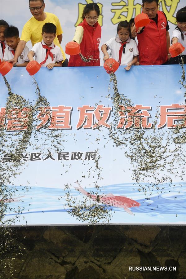 Жители Хучжоу выпустили в озеро Тайху около 19,8 млн мальков