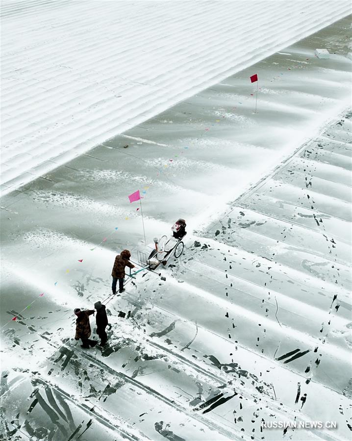 Заготовка строительного материала для парка "Мир льда и снега" в Харбине 