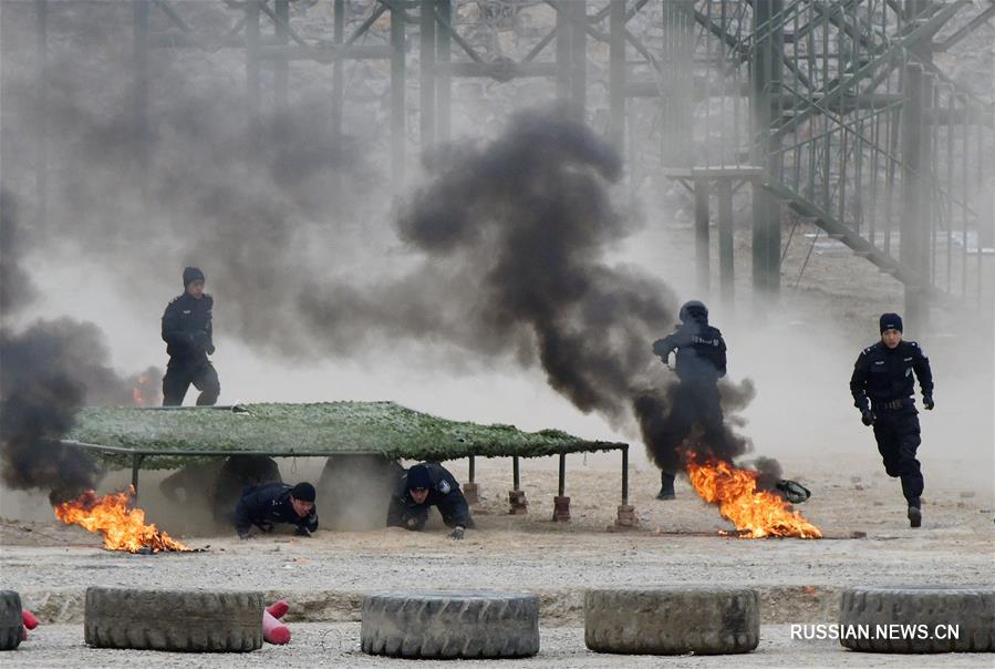Тренировки сотрудников полицейского спецназа Китая в провинции Шаньдун