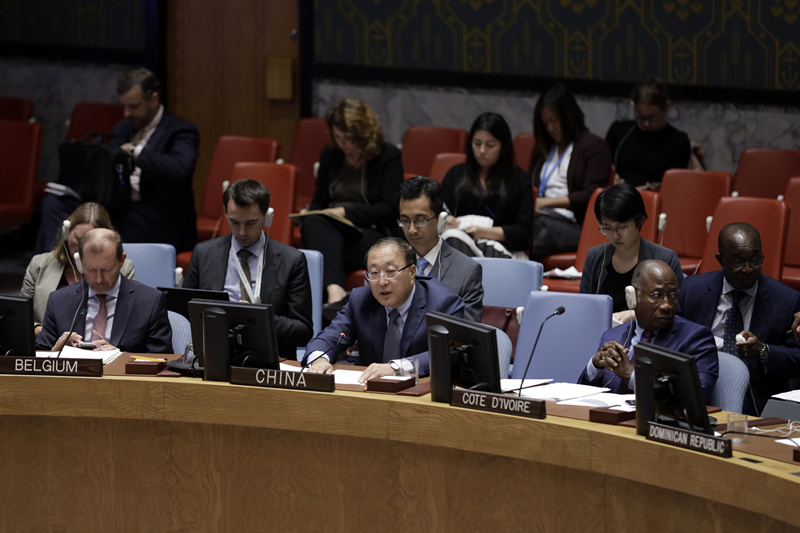 10 сентября постоянный представитель КНР при ООН Чжан Цзюнь выступил на открытой дискуссии СБ ООН по афганскому вопросу в штаб-квартире ООН в Нью-Йорке. /Фото: Синьхуа/
