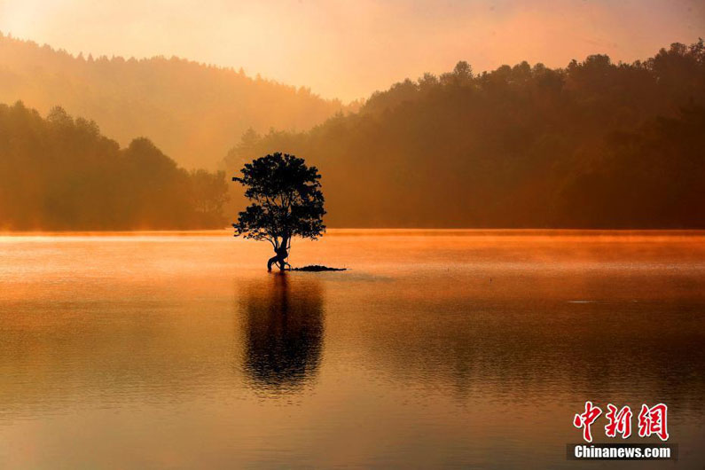 Живописные виды озера Цишуху в провинции Аньхой