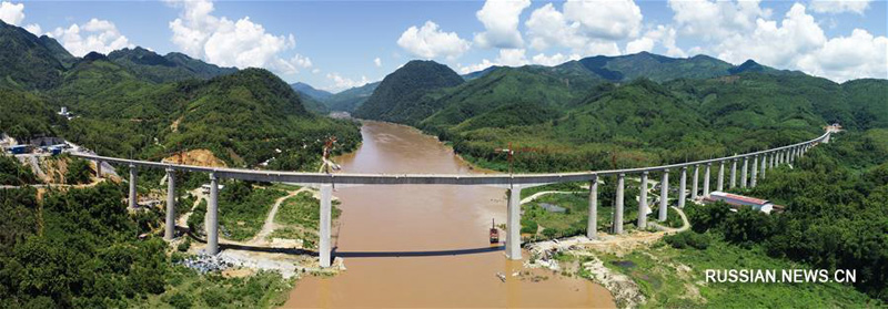 Панорама строящейся Китайско-лаосской железной дороги
