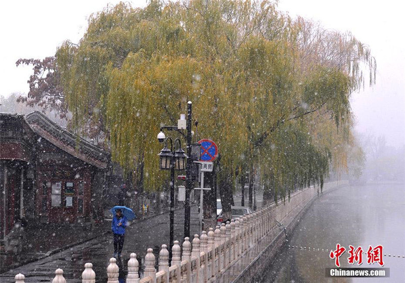 В городских районах Пекина выпал первый снег этой зимы