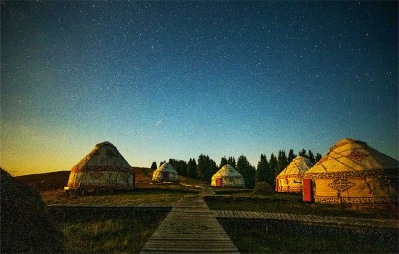 Звездное небо над лугами в Синьцзяне