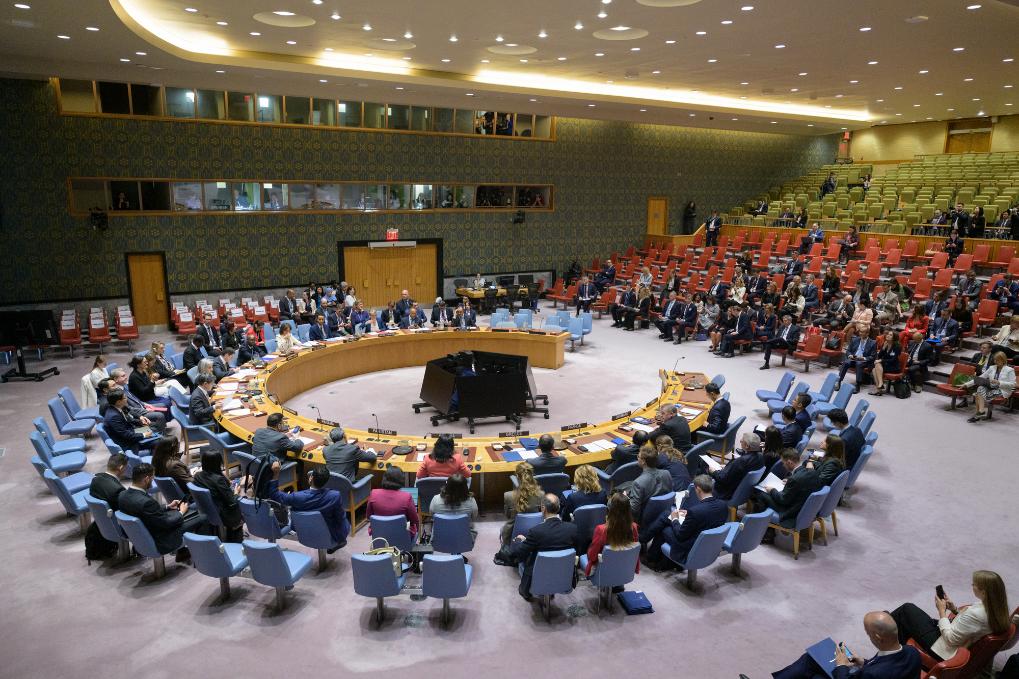 22 сентября, ООН. Совет Безопасности ООН проводит экстренное заседание для обсуждения вопроса о предполагаемом вторжении российских истребителей в воздушное пространство Эстонии. /Фото: Синьхуа/