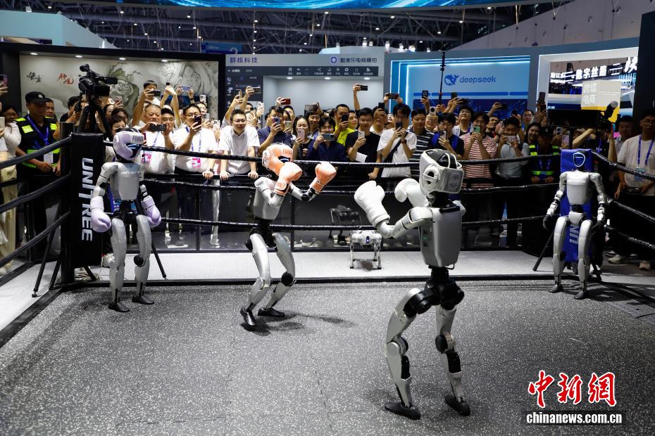 Человекоподобные роботы встретились на ринге на выставке цифровой торговли в Ханчжоу