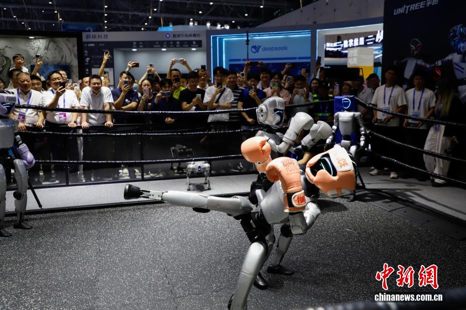 Человекоподобные роботы встретились на ринге на выставке цифровой торговли в Ханчжоу