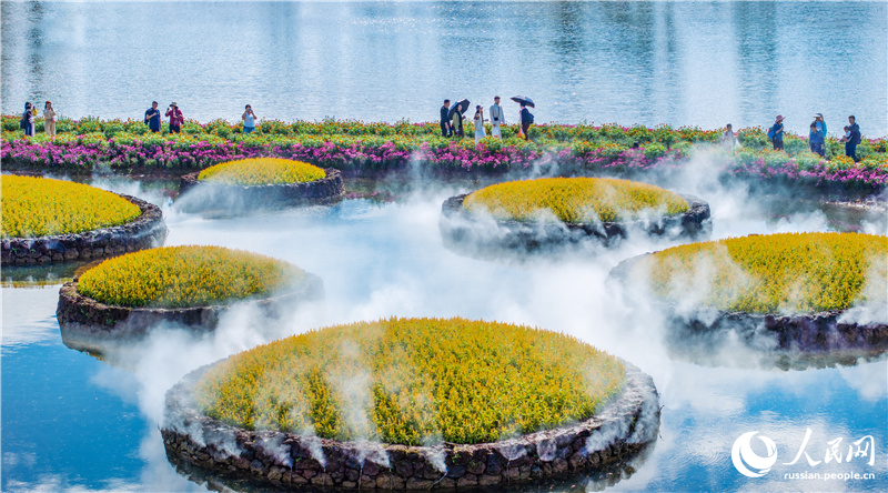Красота сезонного цветения на горе Цинсю в Гуанси