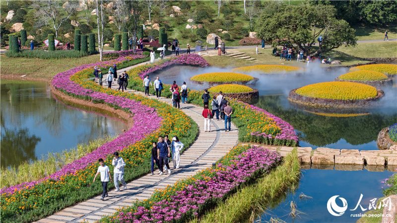 Красота сезонного цветения на горе Цинсю в Гуанси